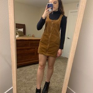 Brown Corduroy Overall Dress